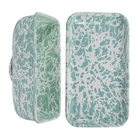 Hello Honey® 8" Blue & White Enameled Splatterware Butter Dish