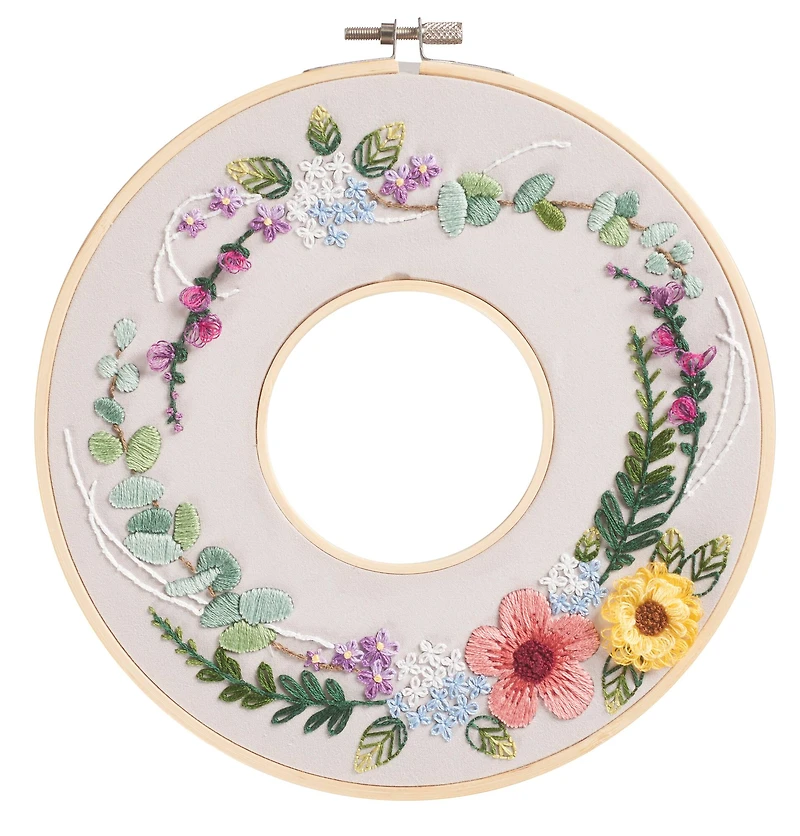 8" Floral Ring Embroidery Kit by Loops & Threads®