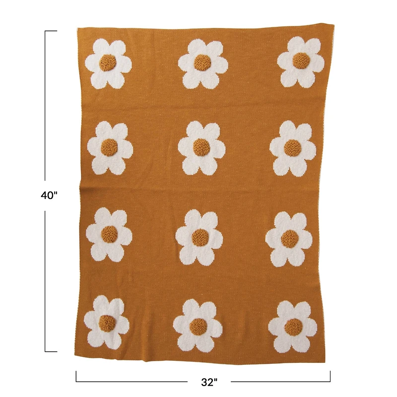 Hello Honey® Yellow Flower Prints Cotton Knit Baby Blanket