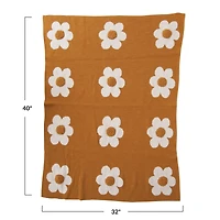 Hello Honey® Yellow Flower Prints Cotton Knit Baby Blanket