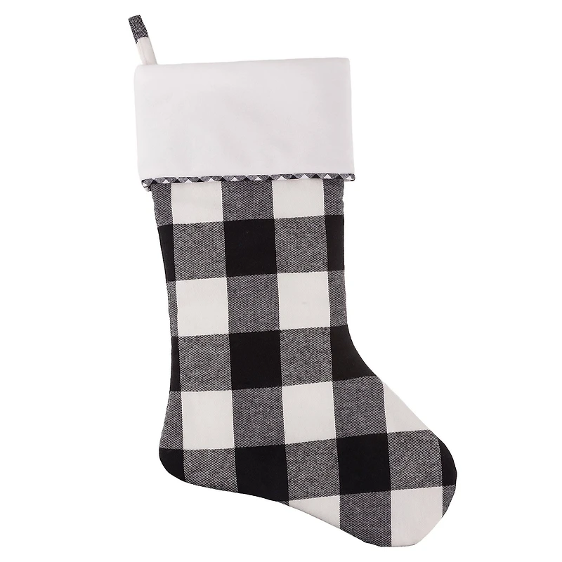 Haute Decor HangRight Black & White Buffalo Check Christmas Stocking