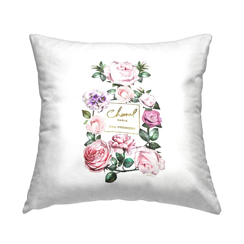 Stupell Industries Spring Floral Garden Designer Fragrance Bottle Throw Pillow, 18" x 18"