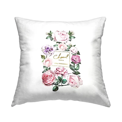 Stupell Industries Spring Floral Garden Designer Fragrance Bottle Throw Pillow, 18" x 18"