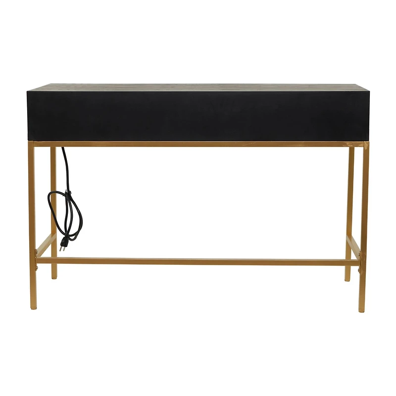 Black Wood Glam Desk, 46" x 20" x 30"