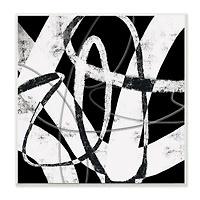 Stupell Industries Black and White Abstract Moving Paint Brush Strokes,12" x 12"