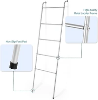 NEX™ 5ft. 5-Tier Silver Wall-Mounted Metal Towel Ladder