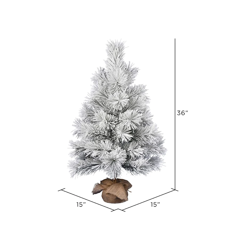 3ft. Unlit Frosted Beckett Pine Artificial Christmas Tree in Burlap Base