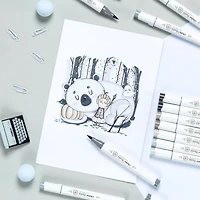 Ohuhu® Honolulu Brush & Chisel Dual Tip Gray Tones Marker Set