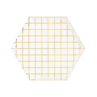 12 Packs: 8 ct. (96 total) 7.5" Metallic Grid Hexagon Paper Plates by Celebrate It™