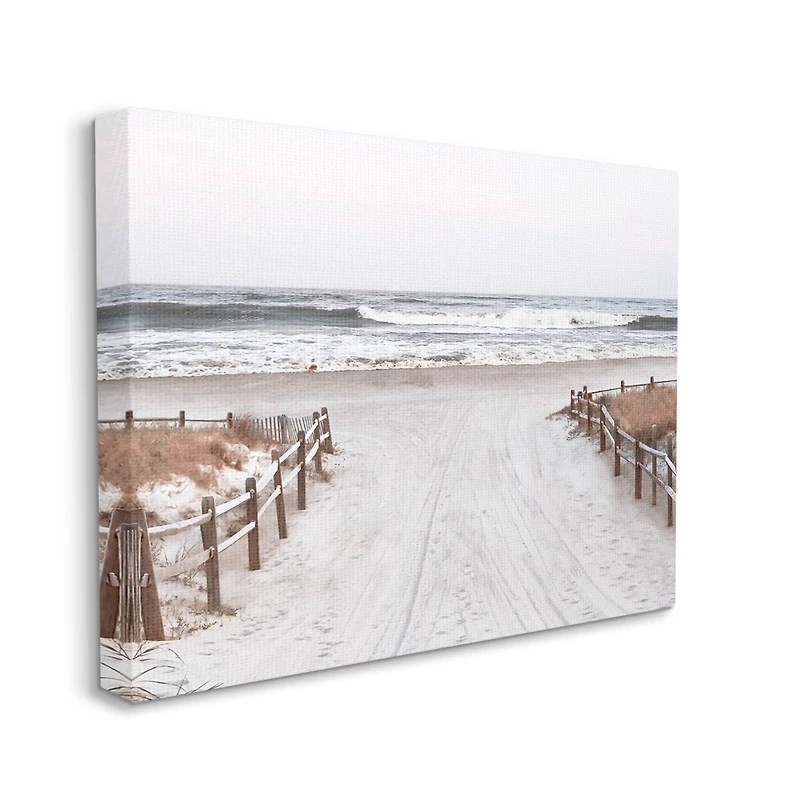 Stupell Industries Beach Wave Shoreline Foggy Horizon Canvas Wall Art