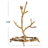 Hello Honey® 8.25" Gold Antique Pewter Jewelry Holder with Bird Detail