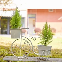 Glitzhome® 21.5'' White Metal Bicycle Plant Stand