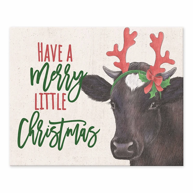 10" Reindeer Cow Tabletop Canvas Art