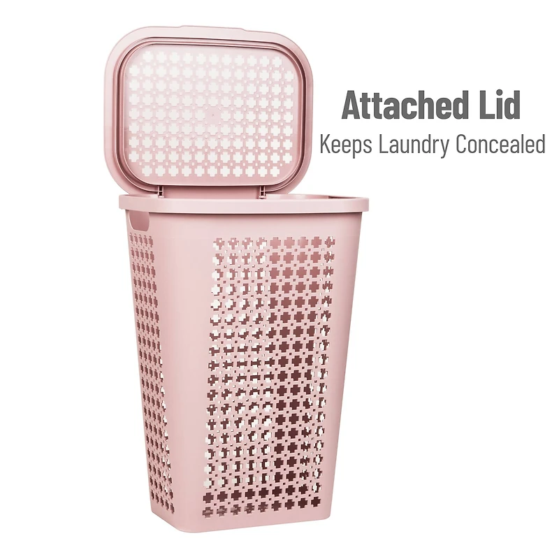Mind Reader 50L Tapered Laundry Hamper with Swiss Cross Cut-Outs