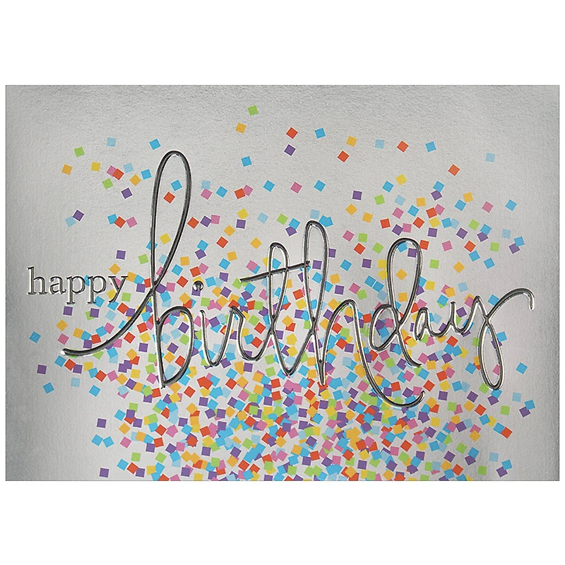 JAM Paper Wording with Confetti Blank Birthday Card Set