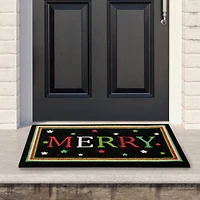 30" Black Coir Merry Christmas Doormat