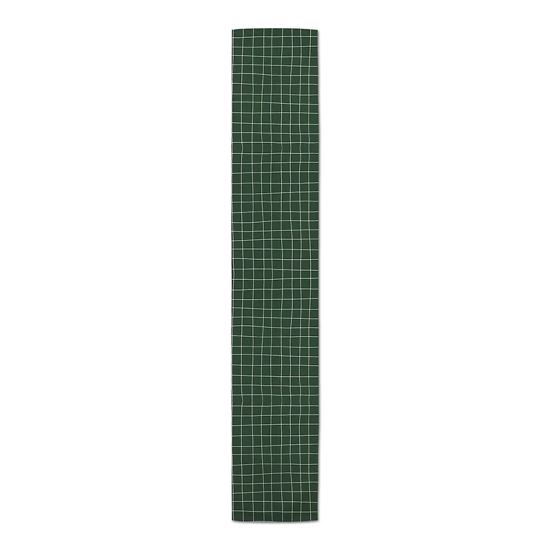 Dark Green Pencil Lines Outdoor Table Runner