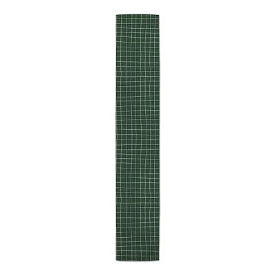 Dark Green Pencil Lines Outdoor Table Runner