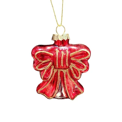 11.81” Red Ribbon Glass Christmas Ornament