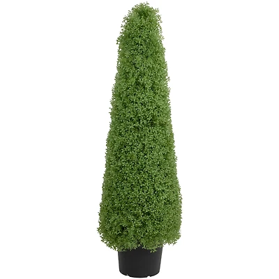 4ft. Unlit Artificial Boxwood Cone Topiary Tree with Round Pot