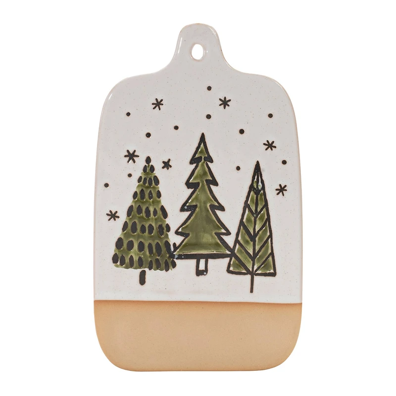 10.5" Ceramic Pine Tree Cutting Board Tray Set 