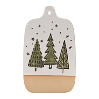 10.5" Ceramic Pine Tree Cutting Board Tray Set 