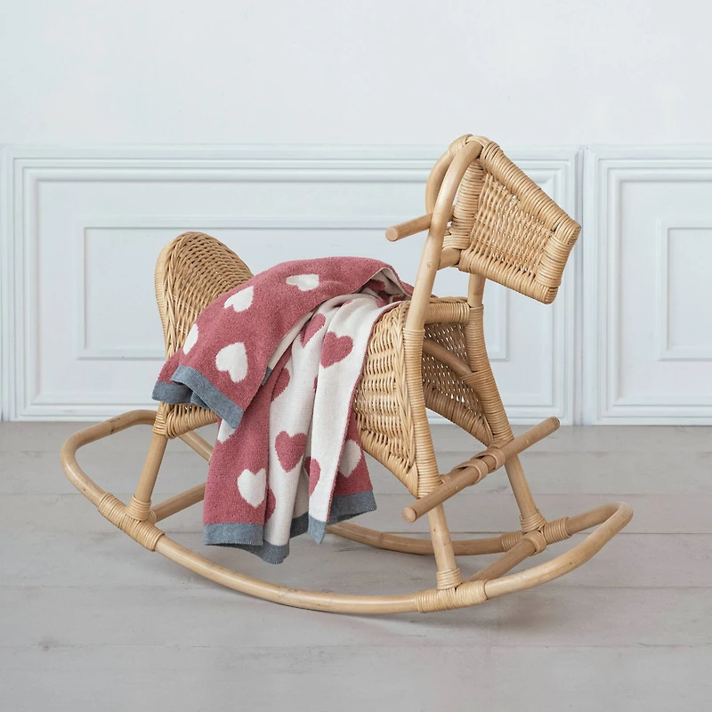 Hello Honey® Pink & White Hearts Cotton Knit Chenille Baby Blanket