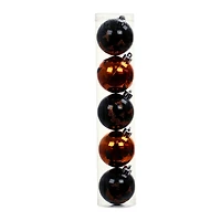 2.25" Black & Orange Pumpkin Face Plastic Ball Ornaments, 5ct. by Ashland®