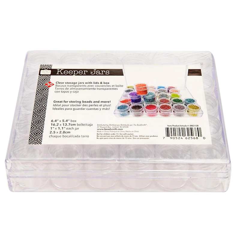The Beadsmith® 6.5'' x 5.5'' x 1'' Clear Storage Box with Jars