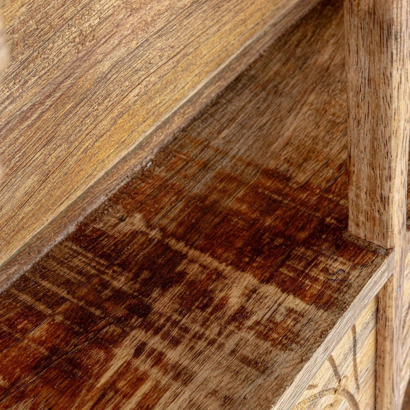Hello Honey® 20" Carved Natural Mango Wood Shelf