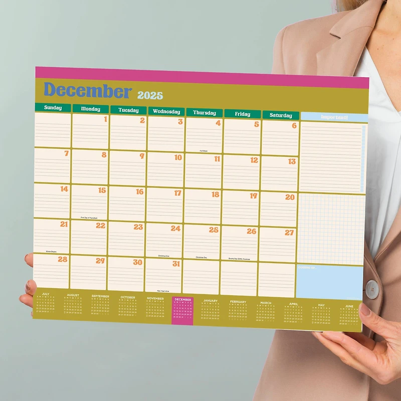 July 2025 - June 2026 Medium Sherbet Desk Pad Monthly Blotter Calendar