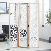 White Wood Farmhouse Room Divider Screen, 72" x 54" x 1"