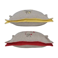 Hello Honey® Gray Embroidered Flower Linen Blend Pillow Set