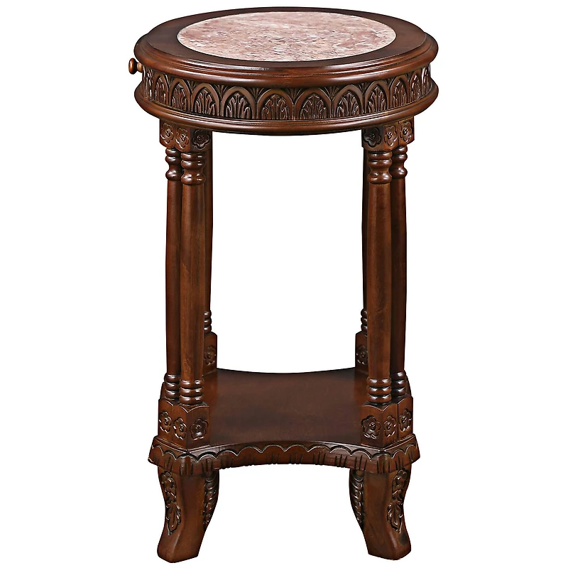 Design Toscano 2ft. Balfour Colonnade Marble-Topped Hardwood Side Table