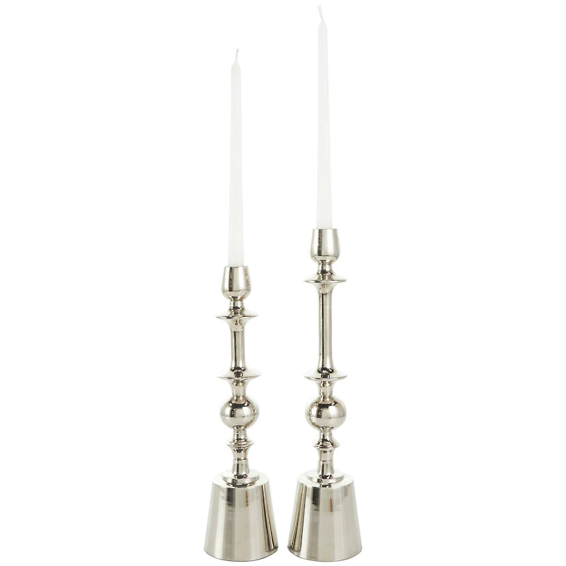 Silver Aluminum Candle Holder Set