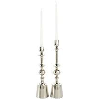 Silver Aluminum Candle Holder Set