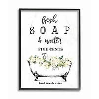 Stupell Industries Fresh Soap & Water Bath Tub Bathroom Design Black Framed Wall Art
