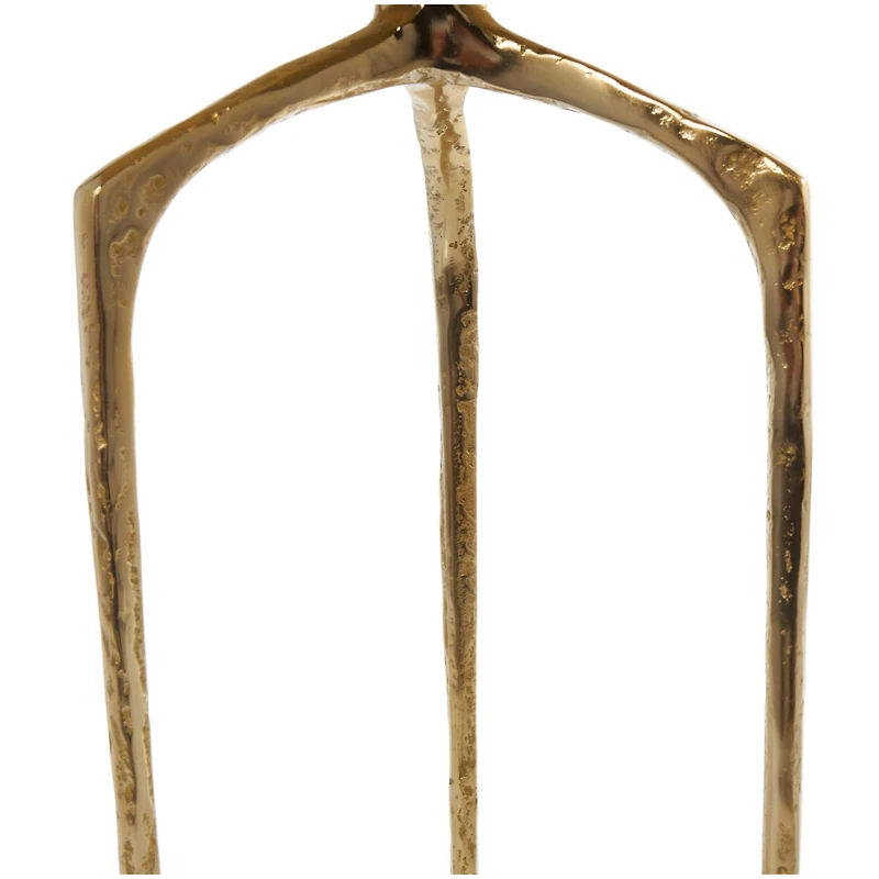 Gold Aluminum Geometric Slim Textured Accent Table