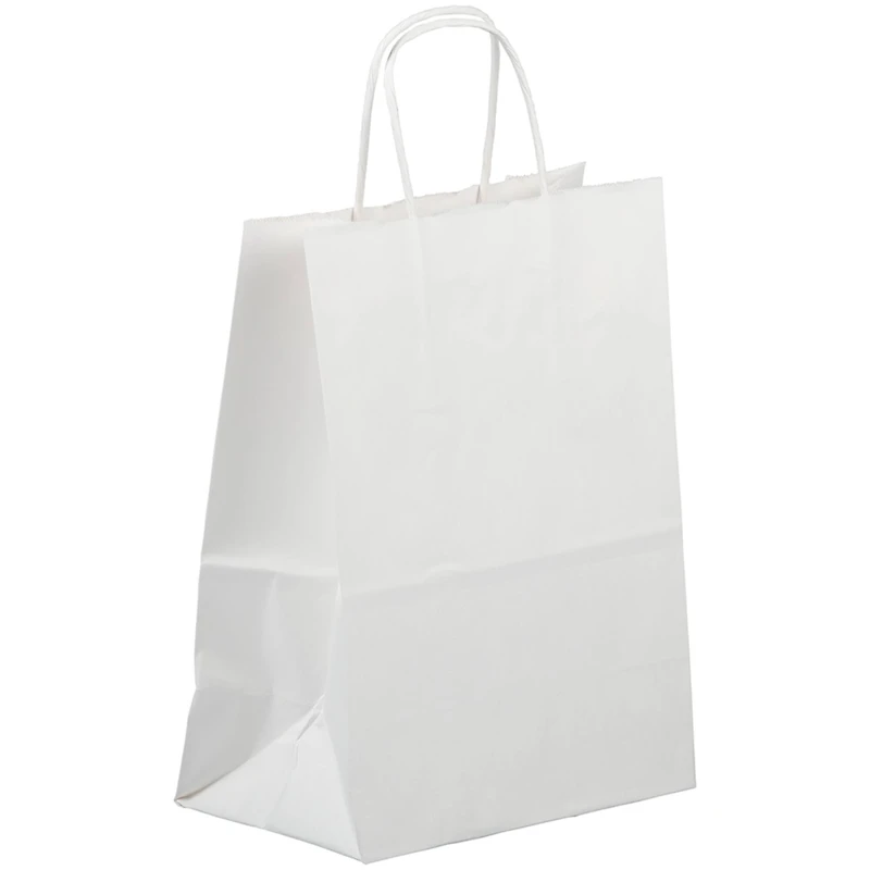 JAM Paper Medium White Kraft Solid Gift Bags, 100ct.