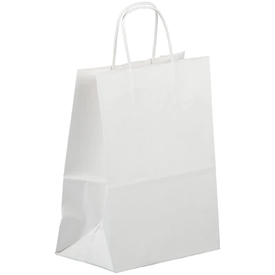 JAM Paper Medium White Kraft Solid Gift Bags, 100ct.