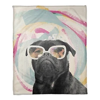 Kaleidoscope Pug 50" x 60" Coral Fleece Blanket