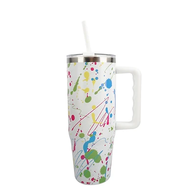 30oz. White Splatter Stainless Steel Insulated Tumbler by Celebrate It™