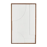 White Dimensional Geometric Wall Décor with Brown Frame