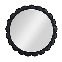 Hello Honey® 27" Black Round Scalloped Wood Wall Mirror