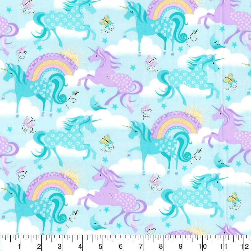 Fabric Traditions Purple Unicorn Cotton Fabric