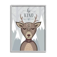 Stupell Industries Be Kind Deer Gray Framed Wall Art