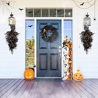 Glitzhome® 28"H Halloween Black Rose and Berry Swag with Hanger