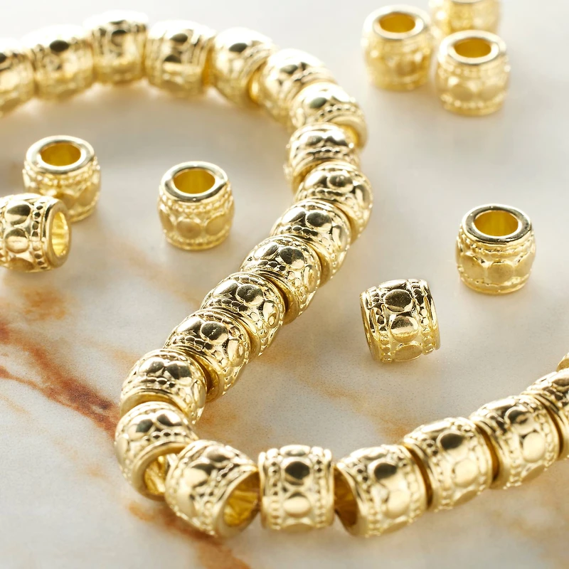 12 Pack: Gold Small Tube Beads, 7mm by Bead Landing™