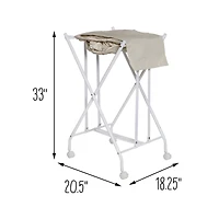 Honey Can Do White/Natural Single Bounce Back Hamper with Wheels and Lid