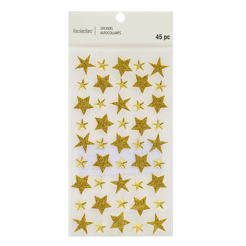 Gold Glitter Star Stickers by Recollections™